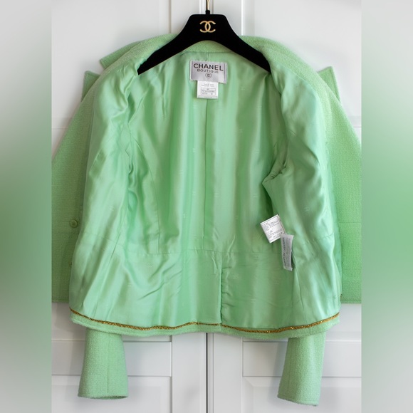 Iconic Chanel Vintage Princess Diana S/S 1997 Green Tweed CC 97P Jacket - Picture 11 of 15